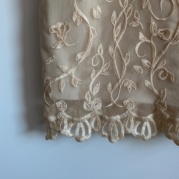 Cream Bebe Lace Embroidered Sheer Back Cocktail Dress - Picture 3 of 6
